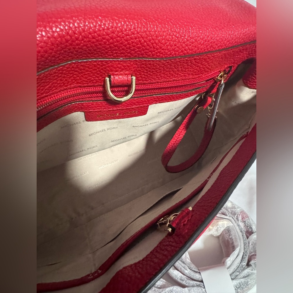 MICHAEL KORS red Bristol Medium Studded Leather Satchel crossbody bag - Picture 11 of 11
